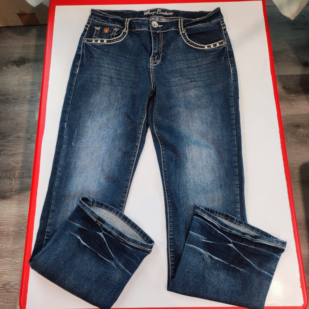 Sexy Couture jeans Boot cut stretch dark wash denim women's junior size 15